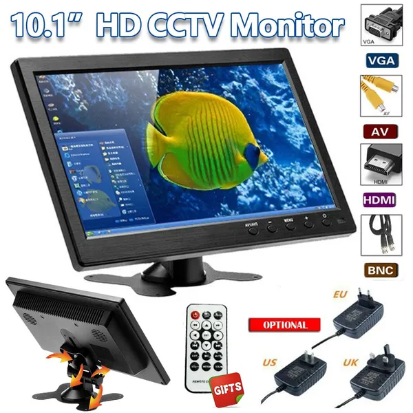 NEW 10.1"HD Lcd Display Mini TV & Computer Display Color Screen LCD Security Monitor+2 Channel Video Input with Speaker/ BNC / AVI / VGA / HDMI