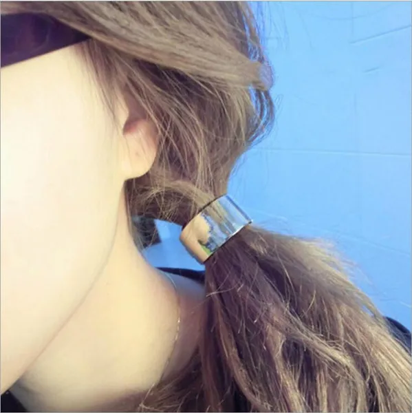 Fashion New Golden Metallic Cylinder Circle Women Hair Accessories