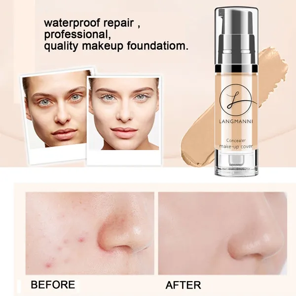 Whitening Face BB Cream Liquid Matte Foundation Full Coverage Foundation 6ml concealer