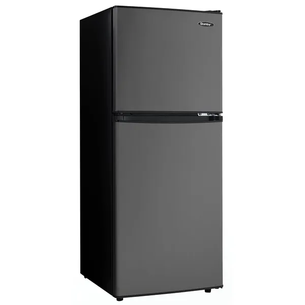Danby DCR047A1BBSL 4.7 Cubic Feet Dual Door Compact Refrigerator, Black Steel