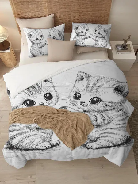 Bedding set, ordinary double bed quilt cover, lightweight, soft and comfortable quilt cover, pillowcase, suitable for all seasons (without sheets, without fillers)