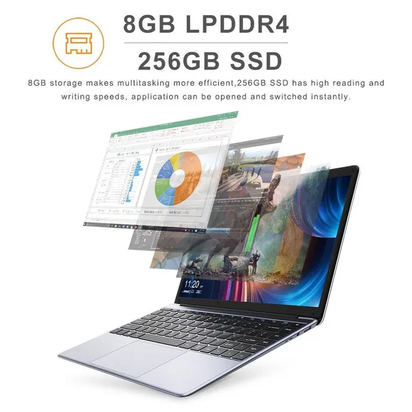 CHUWI HeroBook Pro Intel N4000 CPU 8GB 256GB 14.1 Inch Laptop With Full Size Keyboard 9Hrs Battery Life Bluetooth4.2 Ultrabook Computer