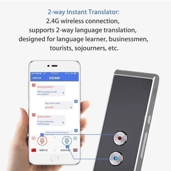 Mini Portable Smart Instant Voice Translator 40 Languages Interactive Bluetooth 4.0 2-Way Accurate Translator Real Time Translator Travel Accesorries