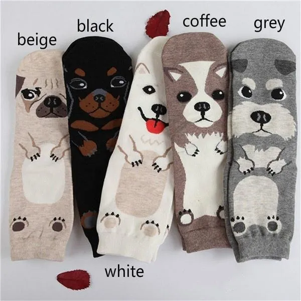 New Women Cartoon Socks Dog Animal Printed Cotton Casual Ankle Kawaii Cute Socks