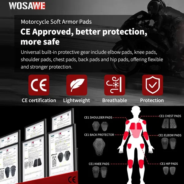 WOSAWE Adult Sports Protective Gear Riding Motorcycle Soft Armor Bicycle Shoulder Guard