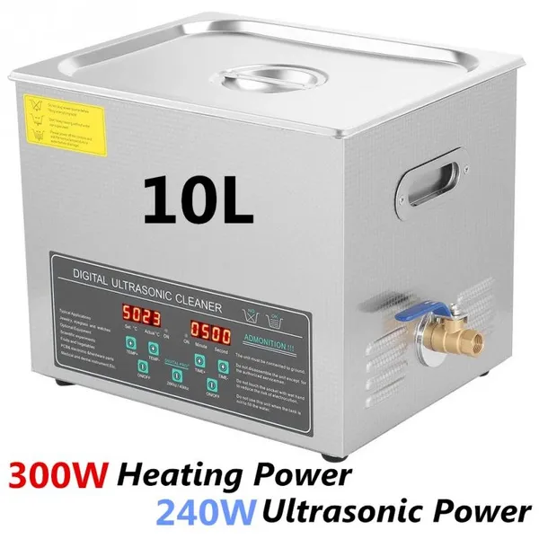 Double-frequency Ultrasonic Cleaner 10 L Liter Stainless Steel Industry Heated Clean Glasses