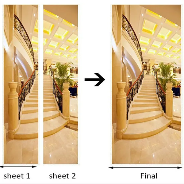 Creative 3D door stickers renovation self-adhesive paper decoration bedroom living room wall stickers door stickers stair patterns cross-border supply.