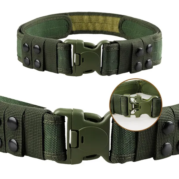 [3pcs Tactical Belt Set Outdoor] 3pcs Tactical Belt Set for Men, Durable Oxford Cloth Web Gear, with Quick Release Buckle, Organizer Buckle, Keychain, and Water Bottle Holder, for Outdoor Hunting