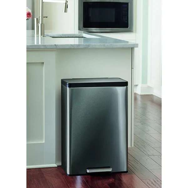 Rubbermaid 12 Gallon Stainless Steel Step Garbage/Trash Can, Charcoal (Open Box)