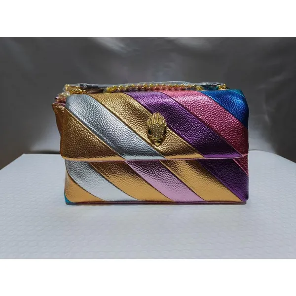 Kensington Kurt Geiger London Rainbow Bags Women Multicolor Striped Shoulder Bags Luxury Designer Handbags Eagle Head Chain Cross Body Bag Summer Hot selling