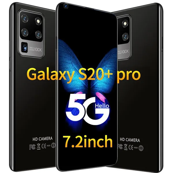 Hot Sale Galaxy S20+ Pro 5G Smartphone 7.2 inch Full Screen with 32 Million HD Rear Cameras 12+512GB Large Memory Support Face Recognition Fingerprint Unlock Smart Mobile Phone