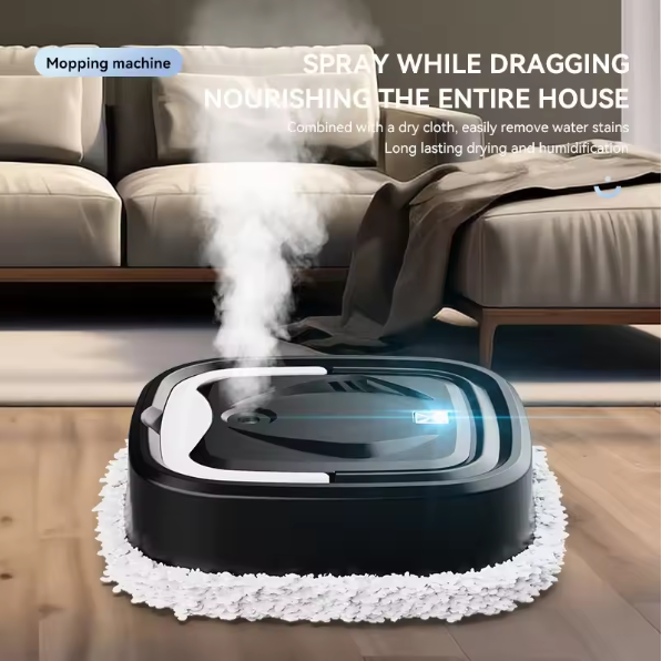 Smart Electric Floor Mop Robot Spray Mist Mopping Machine Rotary Strong Suction Humidification Spray Dry Wet Dual-Use Cleaning