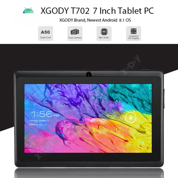 XGODY 7 inch Tablet - Android 12.0 Oreo Tablet PC 3+32GB Quad Core Processor HD LCD Display Dual Cameras WiFi Bluetooth tablet computer