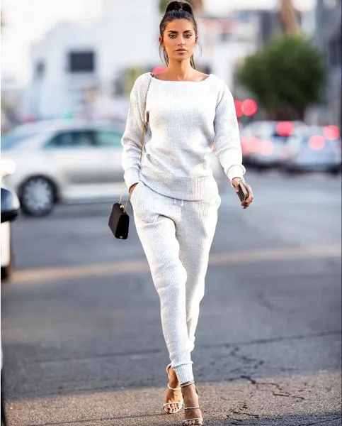 2019 Women's Fashion Two Pieces Clothes Long Sleeve Casual solid color Sportswear Suit