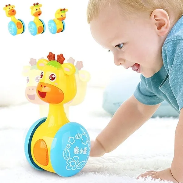 New Fashion 0-12 Months Baby Cute Rattles Tumbler Doll Toys Bell Music Learning Education Toys Gifts