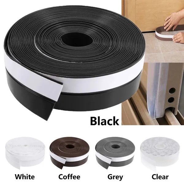 Self Adhesive Weather Stripping Frameless Door Bottom Seal Window Seal Black/White/Coffee/Gray/Clear