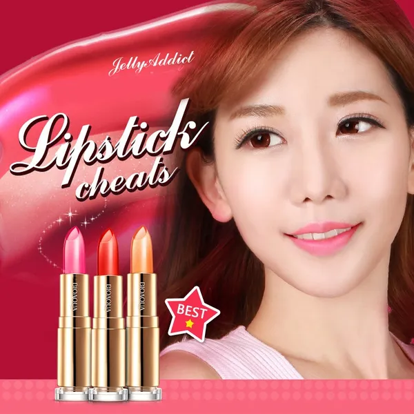 1PC Crystal Jelly Lipstick Flower Long Lasting Color Changeable Lip Gloss Stick Makeup