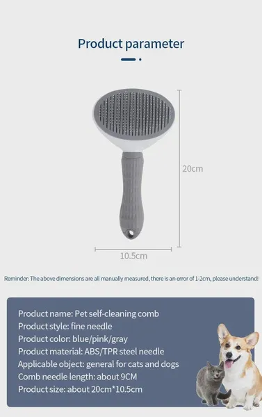 Pet Cat Hair Brush Dog Comb Grooming And Care Cat Brush Stainless Steel Comb For Long Hair Dog Cleaning Pets Cat Dog Accessories