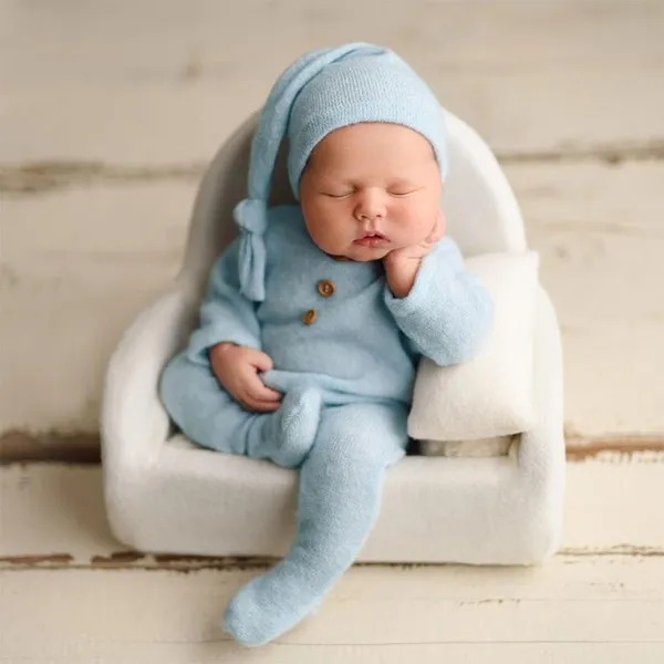 2Pcs Newborn Photography Props Set Outfit Baby Romper Hat Infants Photo Shooting Hats Jumpsuit Bodysuit MAK