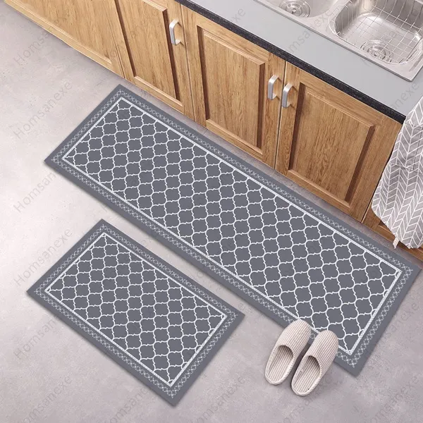 Homsanexe Household Supplies Premium Indoor Door Mat Waterproof Non-Slip Kitchen Mats and Rugs Comfort Rug for Kitchen Floor Home Office Sink Laundry Grey Pink Black 5 Size(40*60cm 50*80cm 40*120cm 50