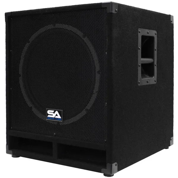 Pair of Powered 15" Subwoofer Cabinets PA DJ PRO Audio Band Active 15 Inch Subs
