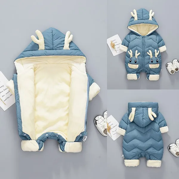 2021 new Baby clothes Winter Snowsuit Plus Velvet Thick Boy Jumpsuit 0-3 Yrs Newborn Romper Baby Girls Overalls Toddler Coat -30