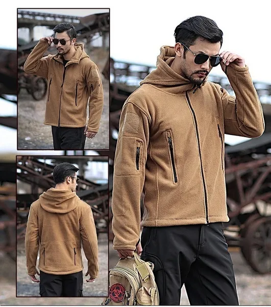 Military Fleece Tactical Jacket Outdoor Thermal Ventilation Sports Polar Jacket Casual Men's Hooded Hooded Sweater