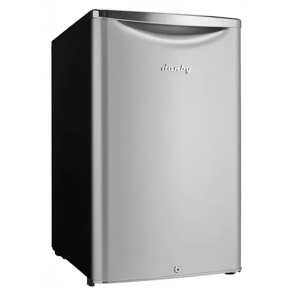 Danby 4.4 Cubic Ft Compact Sized Mini Refrigerator with Lock, Silver (For Parts)