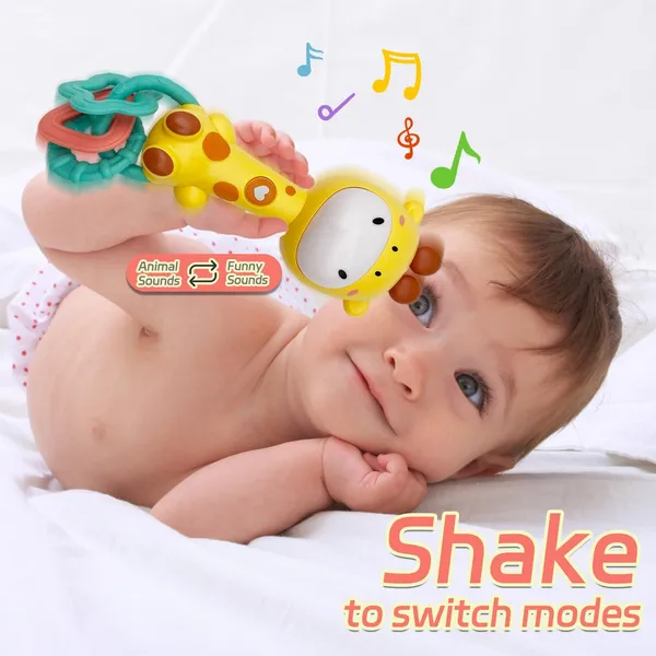 Baby Music Rattle, Teething Toys for Infants 6-12-18 Months Toddlers, Light-Up & Chew Sensory Toys for Baby Boy Girl Gifts Christmas, Easter, and birthday gifts for boys and girls