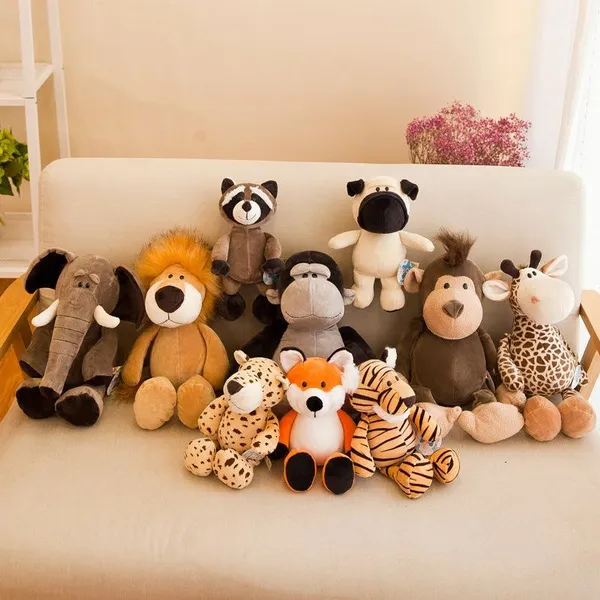 1pcs Jungle Animal Lion Giraffe Plush Toy Doll Zoo Simulation Animal Doll Comforting Plush Toys