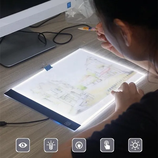 A4 LED Painting Tracing Board Copy Pad Panel Drawing Tablet Sketch Boards Art Artcraft Stencil + USB Charger