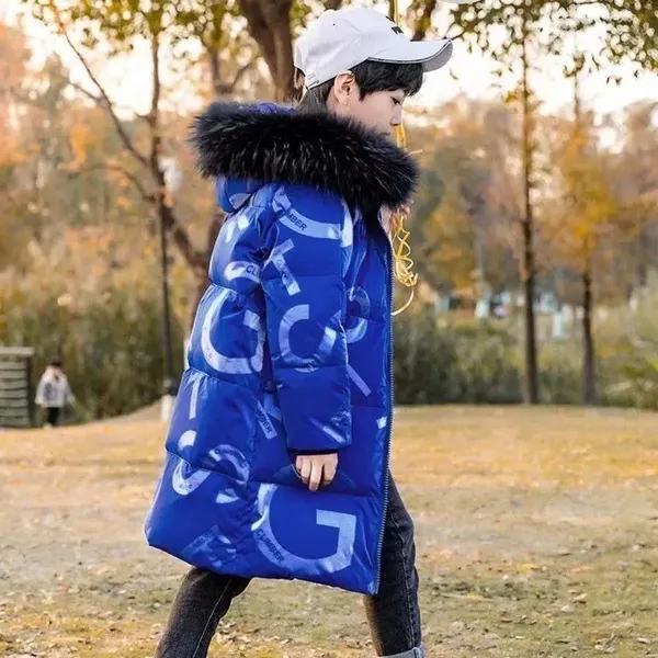 High Quality -5 Celsius Down Jacket Warm Kids Winter Thick Snow Parka Overcoat Camouflage Blue Duck Outdoor Children Down Jacket